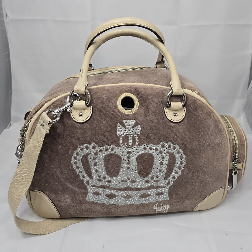 Vintage Y2K Super Rare Juicy Doggy Couture S-M Velour Dog Carrier Scottie Crown